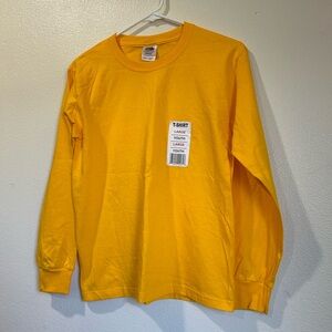 Fruit of the Loom Yellow Kids Long Sleeve Shirt Size 14/16